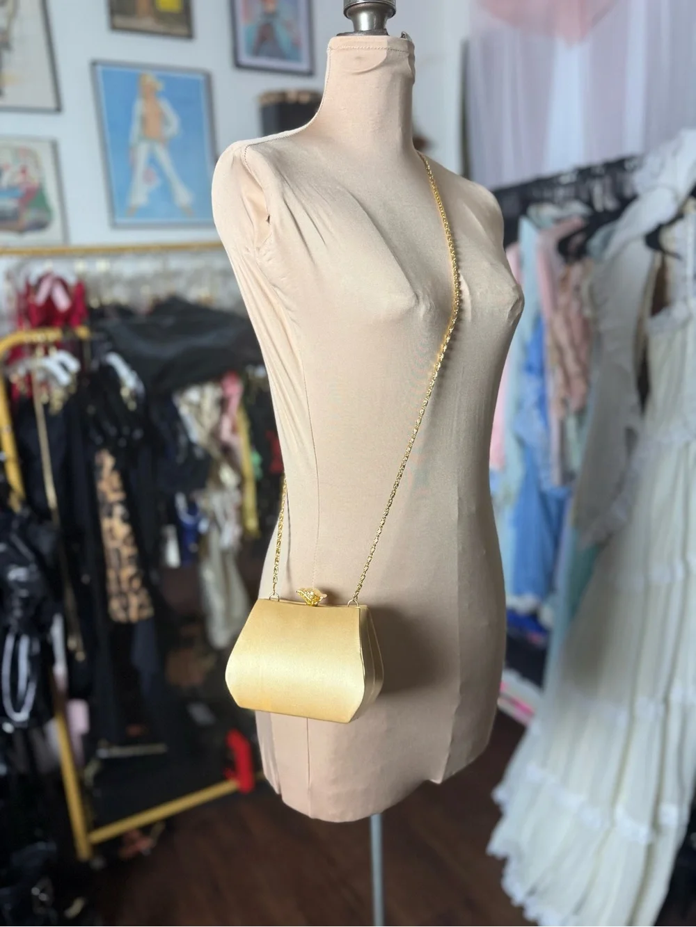 Vintage Jessica McClintock Gold Evening Clutch Bag